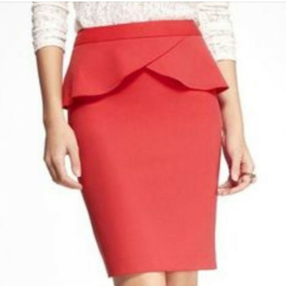 Pink Peplum High Waisted Pencil Skirt Office Work